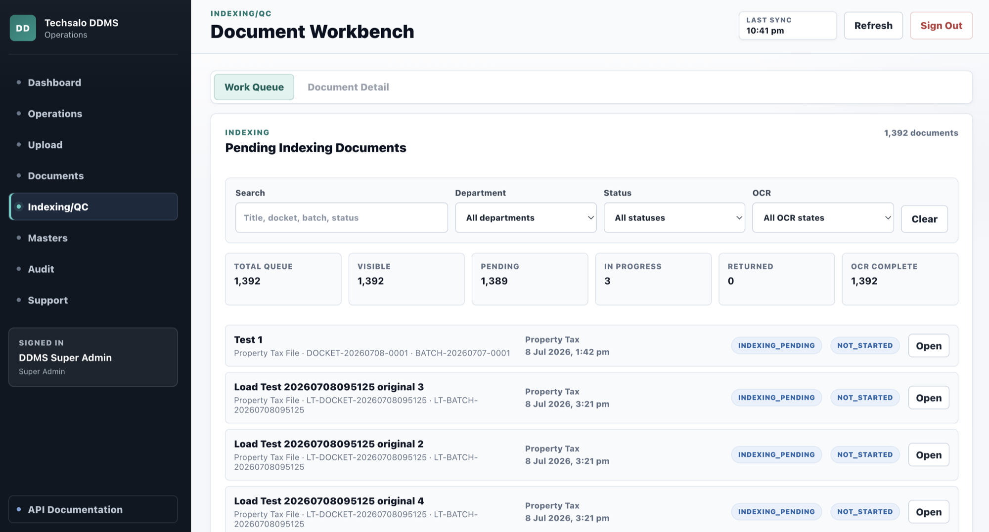 eDastavez indexing and quality control